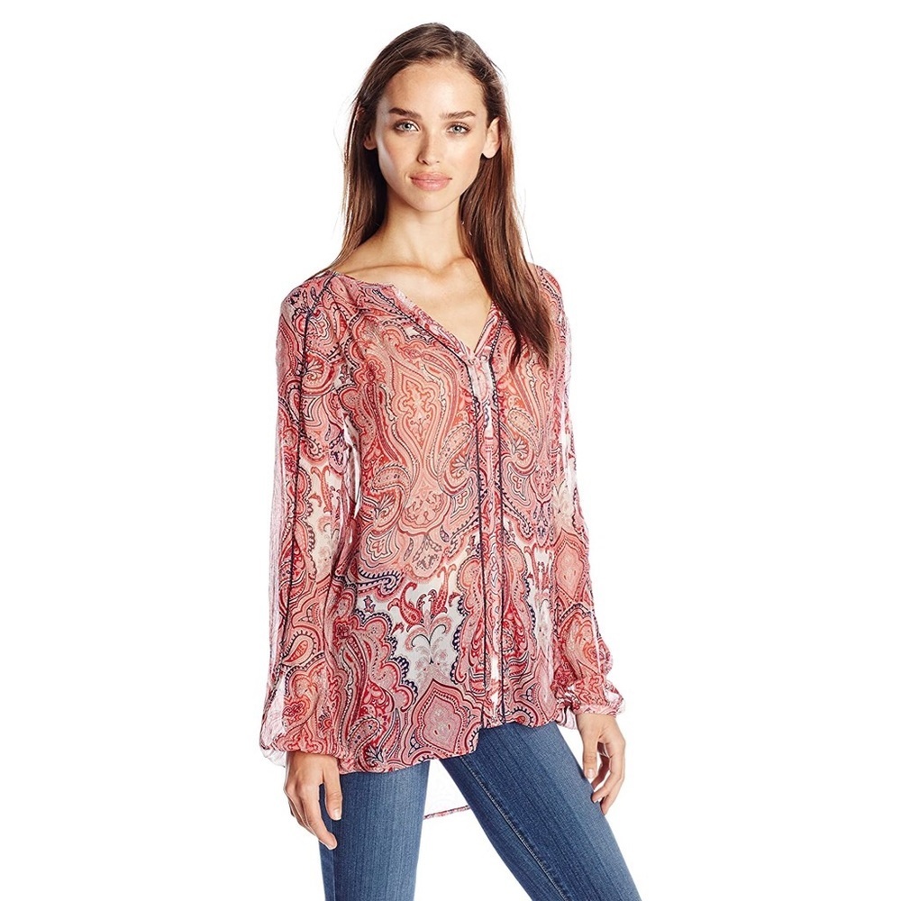 Lucky Brand Paisley Peasant Top XS